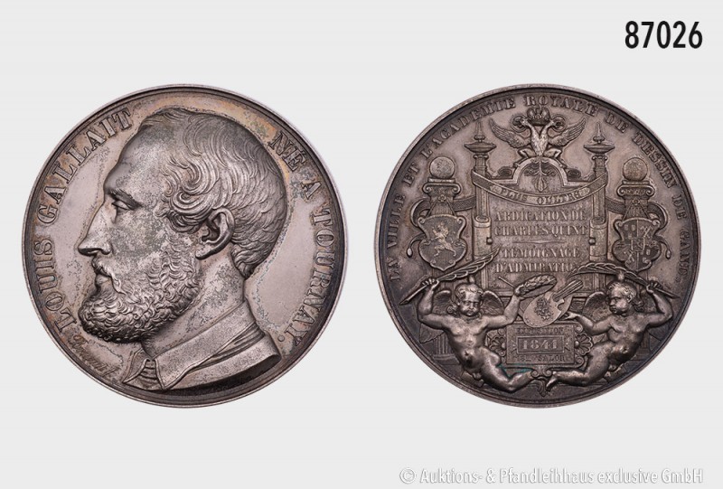 Belgien, versilberte Bronzemedaille, 1841, von Braemt, auf den belgischen Künstl...