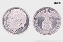 Medaille mit dem Porträt Adolf Hitlers, moderne Prägung, versilbert, Rs. im Stile der Zwei-Reichsmark-Münze. 8,24 g; 25 mm. Selten, besonders in diese...