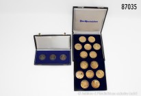 Konv. 22 moderne Silbermedaillen, 999er Silber, aus Abo-Bezug in OVP, Stempelglanz/PP: "Die großen Preußen", "Das Heilige Jahr 1983" und "Das Marienle...