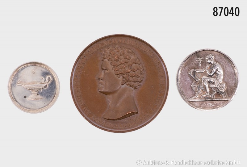 Konv. 3 Medaillen: Bronzemedaille 1828, von Pfeuffer bei Loos, auf die Rückkehr ...