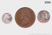 Konv. 3 Medaillen: Bronzemedaille 1828, von Pfeuffer bei Loos, auf die Rückkehr von Eduard Rüppell nach 10-jähriger Forschungsreise. 72,34 g; 50 mm. J...