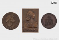 Konv. 3 Medaillen: Deutsches Reich, Wilhelm II. (1888-1918), Bronzeplakette 1908, von R. Otto, auf die 15. Konferenz der Interparlamentarischen Union ...