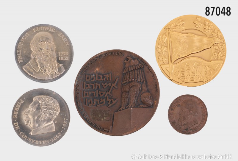 Konv. 10 Medaillen, dabei Drittes Reich, Teilnahmemedaille o. J. (1934), von Lau...