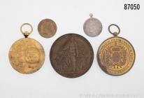 Umfangreiches Medaillen-Konv., dabei Medaille 1820, von George Mills, auf General Thomas Picton, Bronzemedaille 1896, von W. Schlemming, Cassel, auf d...