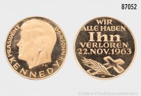 Goldmedaille o. J., von Prof. Breitholz, zum Gedenken an John F. Kennedy, 900er Gold. 3,5 g; 20 mm. Stempelglanz.
