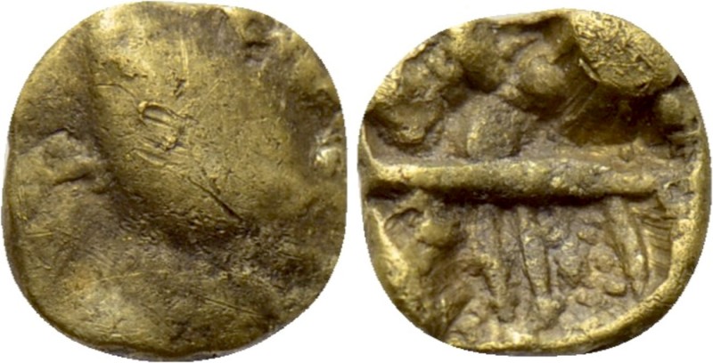 CENTRAL EUROPE. Boii. GOLD 1/24 Stater (1st centuries BC). "Athena Alkis" type. ...
