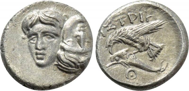 MOESIA. Istros. Trihemiobol (Circa 340/30-313 BC). 

Obv: Facing male heads, t...