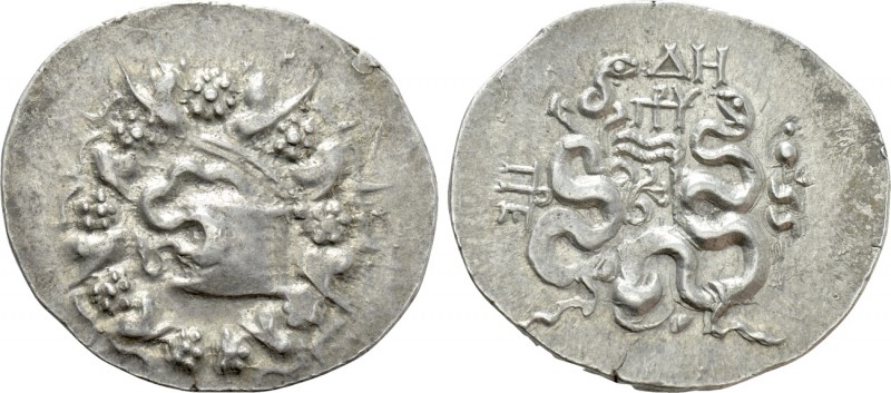 MYSIA. Pergamon. Cistophor (Circa 166-67 BC). 

Obv: Cista mystica with serpen...