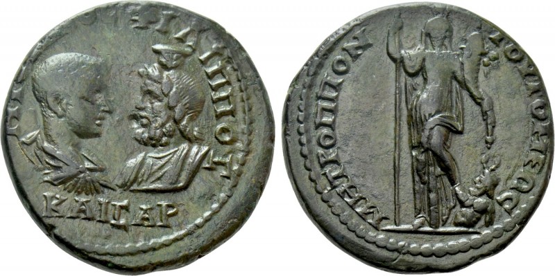 MOESIA INFERIOR. Tomis. Philip II (Caesar, 244-247), with Serapis. Ae. 

Obv: ...