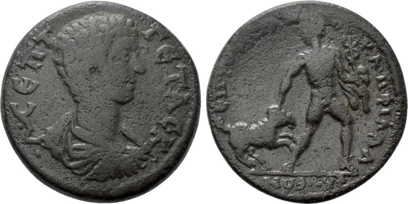 LYDIA. Philadelphia. Geta (209-211). Ae. 

Obv: Λ CEΠT ΓETAC K. 
Draped bust ...