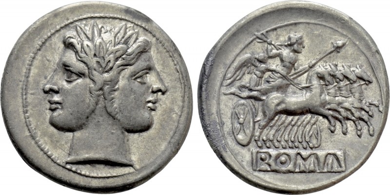 ANONYMOUS. Didrachm or Quadrigatus (Circa 225-214 BC). Rome.

Obv: Laureate he...