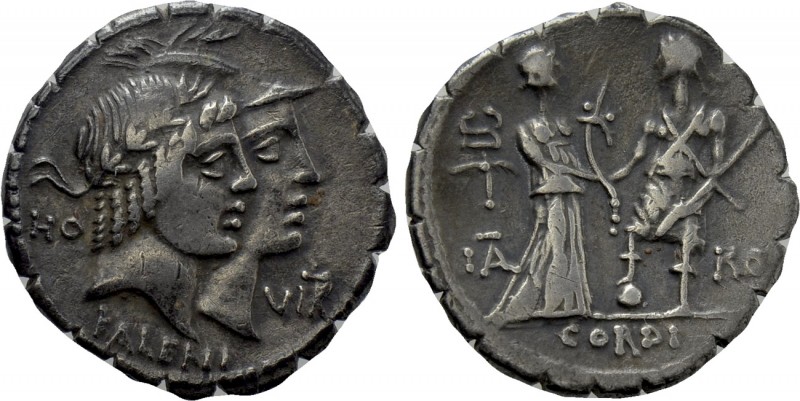 Q. FUFIUS CALENUS and MUCIUS CORDUS. Serrate Denarius (68 BC). Rome. 

Obv: HO...