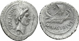 SEXTUS POMPEY. Denarius (42-38 BC). Massalia. Q. Nasidius, commander of the fleet.