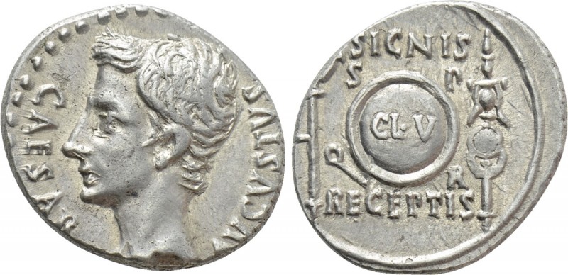 AUGUSTUS (27 BC-14 AD). Denarius. Uncertain mint in Spain, possibly Colonia Patr...