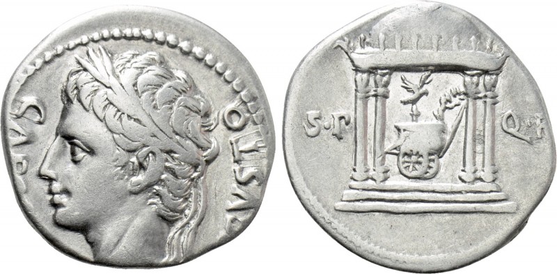 AUGUSTUS (27 BC-14 AD). Denarius. Uncertain Spanish mint, possibly Colonia Patri...