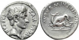 AUGUSTUS (27 BC-14 AD). Denarius. Rome. M. Durmius, moneyer.