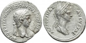 CLAUDIUS with AGRIPPINA II (41-54). Denarius. Rome.