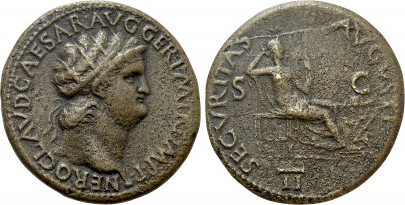 NERO (54-68). Dupondius. Lugdunum. 

Obv: NERO CLAVD CAESAR AVG GER P M TR P I...