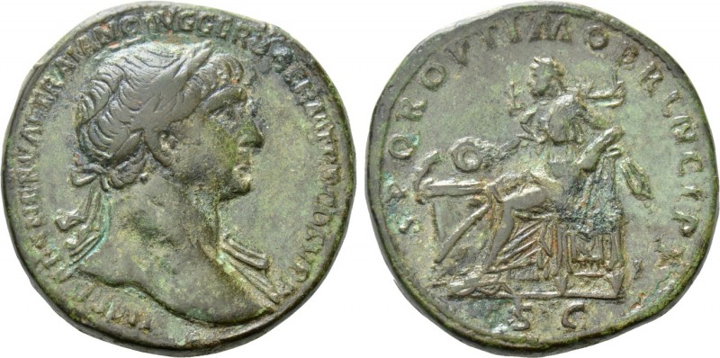 TRAJAN (98-117). Sestertius. Rome.

Obv: IMP CAES NERVAE TRAIANO AVG GER DAC P...