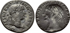 TRAJAN (98-117). Denarius. Rome. Obverse brockage.
