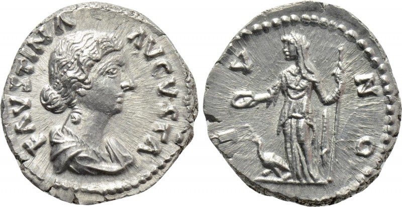 FAUSTINA II (Augusta, 147-175). Denarius. Rome. 

Obv: FAVSTINA AVGVSTA. 
Dra...