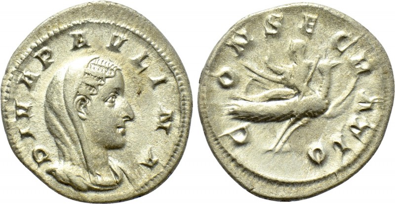 DIVA PAULINA (Died before 235). Denarius. Rome. Struck under Maximinus Thrax. 
...