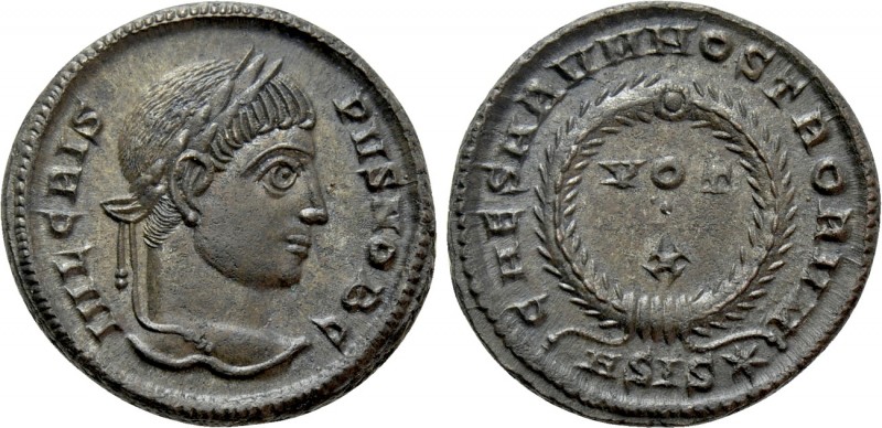 CRISPUS (Caesar, 316-326). Follis. Siscia. 

Obv: IVL CRISPVS NOB C. 
Laureat...