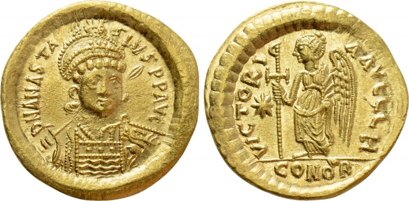 ANASTASIUS I (491-518). GOLD Solidus. Constantinople. 

Obv: D N ANASTASIVS P ...