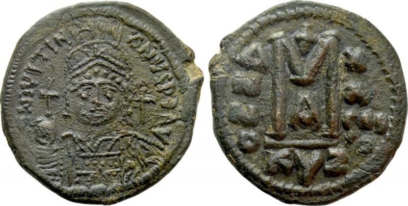 JUSTINIAN I (527-565). Follis. Kyzikos. Dated RY 27 (553/554).. 

Obv: D N IVS...