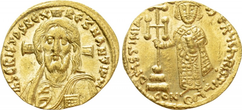 JUSTINIAN II (First reign, 685-695). GOLD Solidus. Constantinoples. 

Obv: IҺS...
