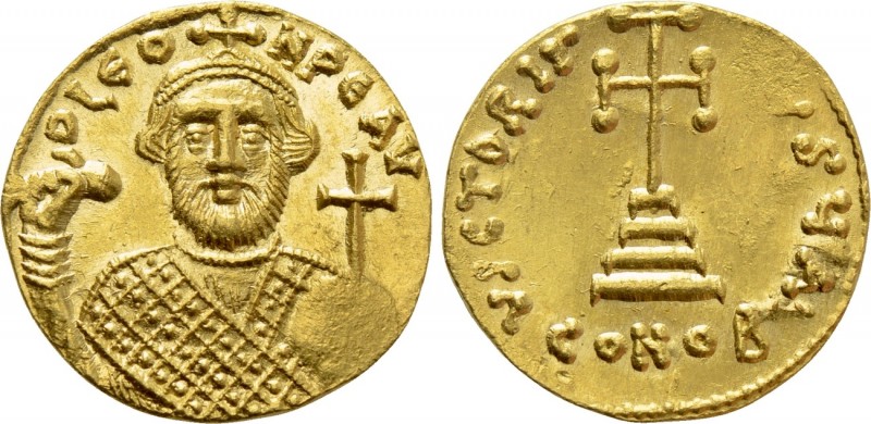 LEONTIUS (695-698). GOLD Solidus. Constantinople. 

Obv: D LЄON PЄ AV. 
Crown...