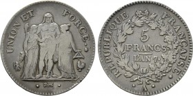 FRANCE. Premier République. Directoire (1795-1799) 5 Francs L'AN (= 1798-99 A). Paris.