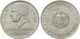 GERMANY. Weimar Republic. 200th Birthday of Gotthold Ephraim Lessing. 3 Reichsmark (1929 D). Munich.