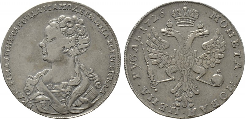 RUSSIA. Catherine I (1725-1727). 1 Rouble (1726). Moskow. 

Obv: ЕКАТЕРIНА IМП...