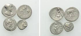 4 Roman Coins; Gaius Julius Caesar, Cato etc.