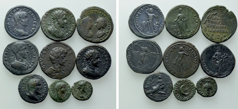 9 Roman Provincial Coins. 

Obv: .
Rev: .

. 

Condition: See picture.
...