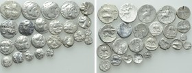 24 Greek Coins; Drachms, Hemidrachms etc.