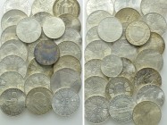 24 Silver Coins of Austria; Mostly 25 Schilling.