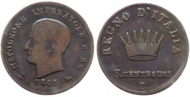 Bologna - Napoleone I Re d'Italia (1805-1814) 3 Centesimi 1808 - Mont. 114 - Cu 6,03 
qBB