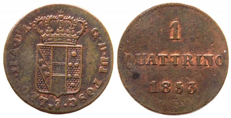 Firenze - Leopoldo II (1824-1859) 1 Quattrino 1853 - Cu gr.0,85