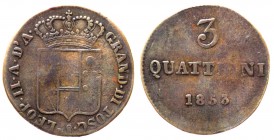 Firenze - Leopoldo II (1824-1859) 3 Quattrini 1853 - Cu gr.1,45