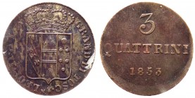Firenze - Leopoldo II (1824-1859) 3 Quattrini 1853 - Cu gr.2,05