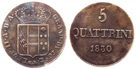 Firenze - Leopoldo II (1824-1859) 5 Quattrini 1830 - Cu gr.3,28