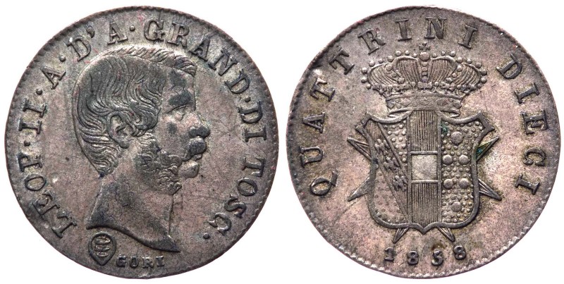 Firenze - Leopoldo II di Lorena (1824-1859) - 10 Quattrini II°Tipo 1858 - RARO -...