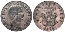 Firenze - Leopoldo II di Lorena (1824-1859) - 10 Quattrini II°Tipo 1858 - RARO - MIR.461 gr.1,96 
qSPL