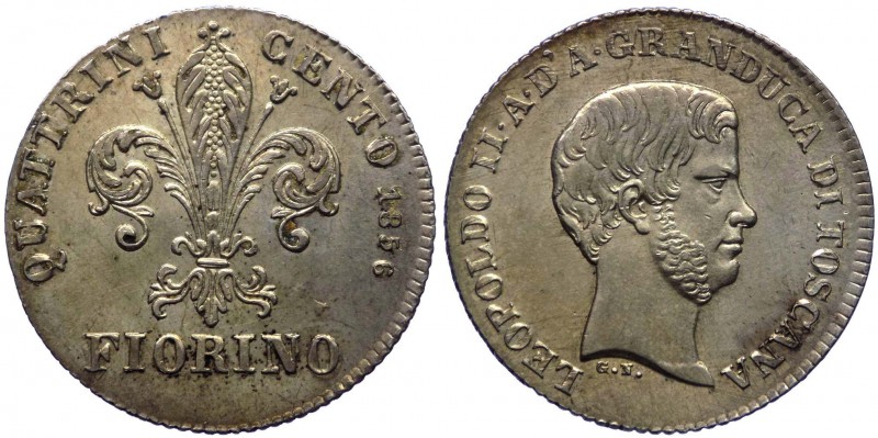 Firenze - Leopoldo II di Lorena (1824-1859) Fiorino da 100 Quattrini del 3&deg;T...