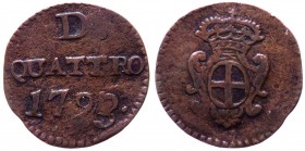 Genova - Repubblica Dogi Biennali III Fase (1637-1797) 4 Denari 1793 gr.1,30