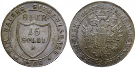 Gorizia - Francesco II d'Asburgo Lorena (1799-1802) 15 Soldi 1802 Vienna - NC - Notevole conservazione - Ag gr.5,17 
qFDC