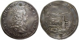 Livorno - Cosimo III (1670-1723) Tollero 1699 - "Veduta porto di Livorno" - RARA - Ag (foro abilmento otturato?) gr.27,08 
SPL