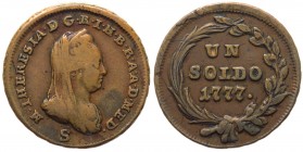 Lombardo Veneto - Maria Teresa (1740-1780) 1 Soldo 1777 "S" - Cu gr.7,88 
qSPL